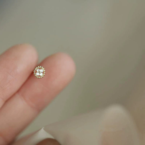 Wholesale Women's Light Luxury Sterling Silver Earrings With Flower Pattern And Zircon Inlay