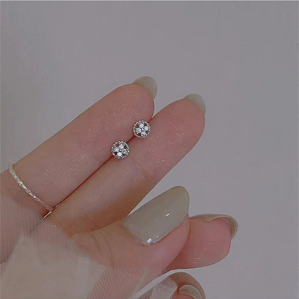 Wholesale Women's Light Luxury Sterling Silver Earrings With Flower Pattern And Zircon Inlay