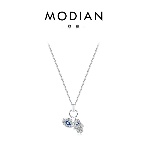 Wholesale Women's Light Luxury 925 Sterling Silver Enamel Devil's Eye Cross Chain Clavicle Chain With Dripping Glue Treatment