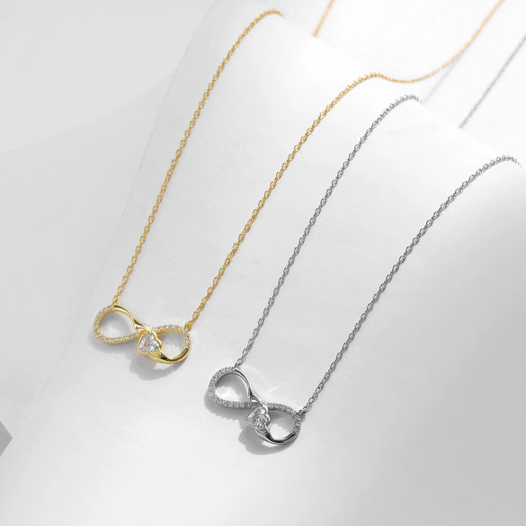 Wholesale Women's Light Luxury 925 Sterling Silver Mobius Cross Chain Necklace With Microinlay