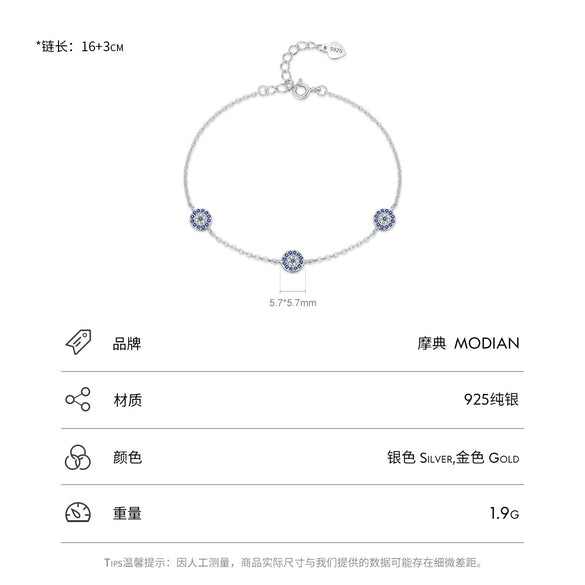 Wholesale Women's Light Luxury 925 Sterling Silver Round Devil's Eye Micro Inlay Necklace Bracelet Set