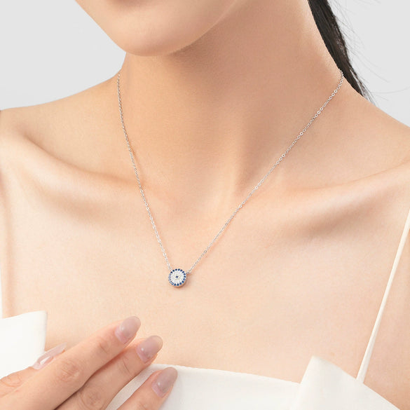 Wholesale Women's Light Luxury 925 Sterling Silver Round Devil's Eye Micro Inlay Necklace Bracelet Set