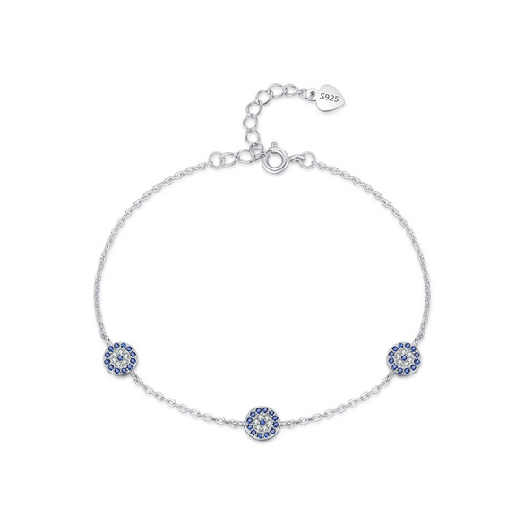 Wholesale Women's Light Luxury 925 Sterling Silver Round Devil's Eye Micro Inlay Necklace Bracelet Set