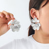 Wholesale Women's Light Luxury Style Alloy Flower Electroplated Multilayer Petal Pleated Irregular Earrings