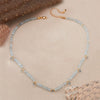 Wholesale Women's Light Luxury Style Aquamarine Natural Gemstone Beads S925 Sterling Silver Clavicle Chain Jewelry Set With Gems
