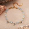 Wholesale Women's Light Luxury Style Aquamarine Natural Gemstone Beads S925 Sterling Silver Clavicle Chain Jewelry Set With Gems