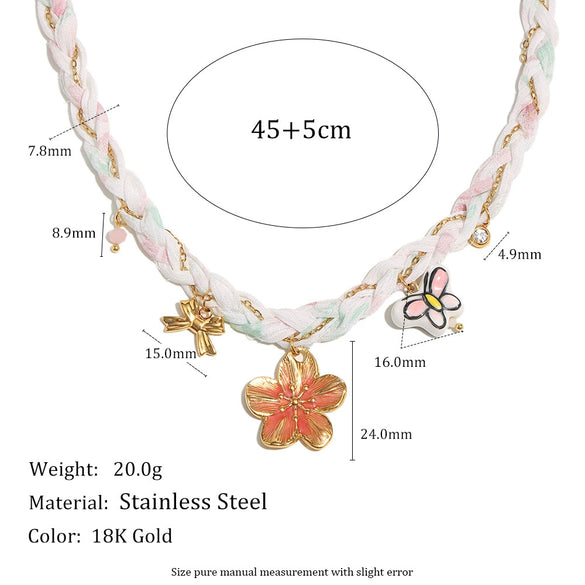 Wholesale Women's Light Luxury Style Bow Pattern Stainless Steel Necklace With Pvd Furnace Vacuum Real Gold Plating