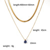 Wholesale Women's Light Luxury Style Colorful Zircon Stainless Steel Drop Shape Pendant Stacked Clavicle Chain Necklace With Pvd Furnace Vacuum Real Gold Plating
