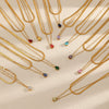 Wholesale Women's Light Luxury Style Colorful Zircon Stainless Steel Drop Shape Pendant Stacked Clavicle Chain Necklace With Pvd Furnace Vacuum Real Gold Plating