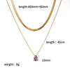 Wholesale Women's Light Luxury Style Colorful Zircon Stainless Steel Drop Shape Pendant Stacked Clavicle Chain Necklace With Pvd Furnace Vacuum Real Gold Plating