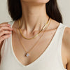 Wholesale Women's Light Luxury Style Colorful Zircon Stainless Steel Drop Shape Pendant Stacked Clavicle Chain Necklace With Pvd Furnace Vacuum Real Gold Plating