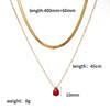 Wholesale Women's Light Luxury Style Colorful Zircon Stainless Steel Drop Shape Pendant Stacked Clavicle Chain Necklace With Pvd Furnace Vacuum Real Gold Plating