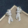 Wholesale Women's Light Luxury Style Copper Earrings With Microinlaid Zircon And Bow Tie Geometric Design