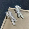Wholesale Women's Light Luxury Style Copper Earrings With Microinlaid Zircon And Bow Tie Geometric Design