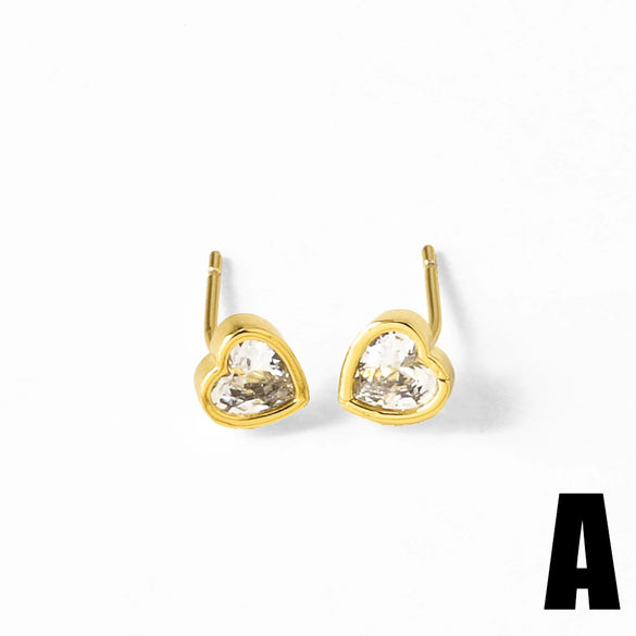 Wholesale Women's Light Luxury Style Copper Electroplated 18K Gold Inlaid Zircon Flower Earrings