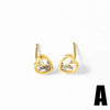 Wholesale Women's Light Luxury Style Copper Electroplated 18K Gold Inlaid Zircon Flower Earrings