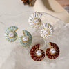 Wholesale Women's Light Luxury Style Copper Oildropped Snail Conch Earrings