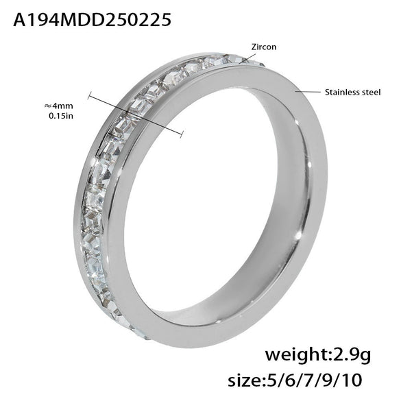 Wholesale Women's Light Luxury Style Doublelayer Zircon Ring Geometric 316L Stainless Steel 18K Gold Plated