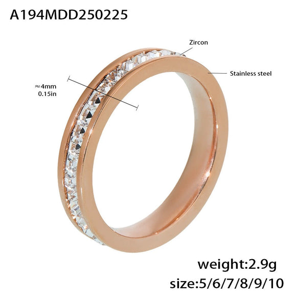 Wholesale Women's Light Luxury Style Doublelayer Zircon Ring Geometric 316L Stainless Steel 18K Gold Plated