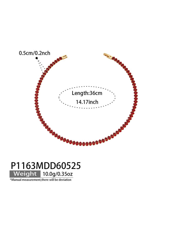 Wholesale Women's Light Luxury Style Electroplated Stainless Steel Colored Diamond Zircon Polished Necklace And Bracelet Accessories