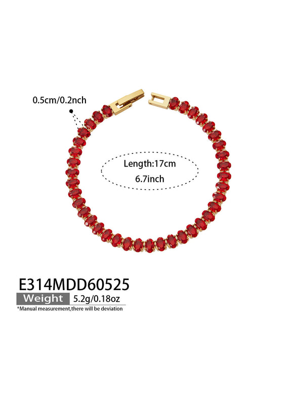 Wholesale Women's Light Luxury Style Electroplated Stainless Steel Colored Diamond Zircon Polished Necklace And Bracelet Accessories