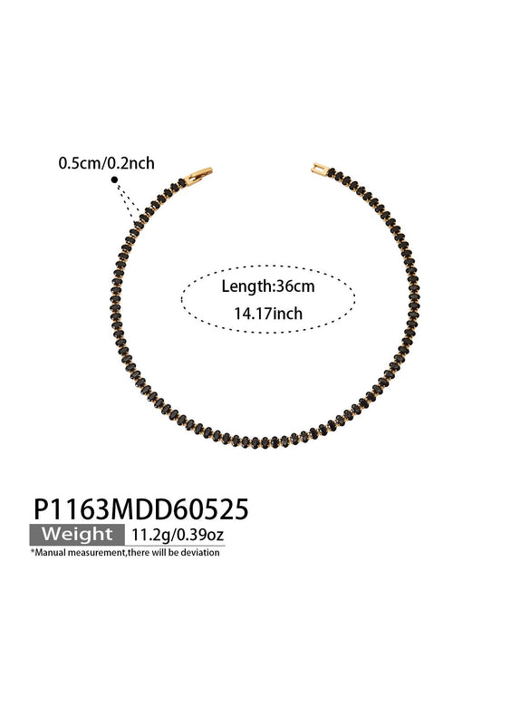 Wholesale Women's Light Luxury Style Electroplated Stainless Steel Colored Diamond Zircon Polished Necklace And Bracelet Accessories