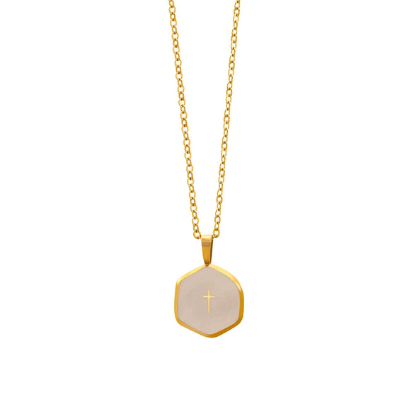 Wholesale Women's Light Luxury Style Electroplated Stainless Steel Cross Geometric Oshaped Chain Necklace