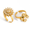 Wholesale Women's Light Luxury Style Electroplated Stainless Steel Flower Pattern Rotating Ring Jewelry
