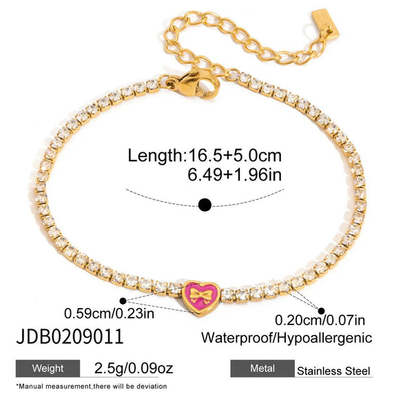 Wholesale Women's Light Luxury Style Electroplated Stainless Steel Flowershaped Drill Chain Bracelet Jewelry