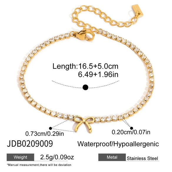 Wholesale Women's Light Luxury Style Electroplated Stainless Steel Flowershaped Drill Chain Bracelet Jewelry