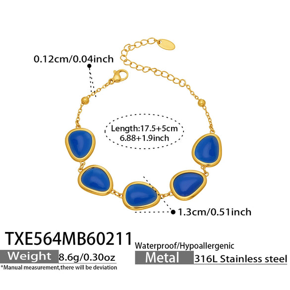 Wholesale Women's Light Luxury Style Faceted Teardropshaped Cat's Eye Stone Accessories Set With Stainless Steel Chain And Electroplating
