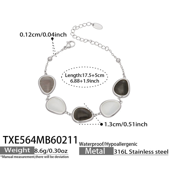 Wholesale Women's Light Luxury Style Faceted Teardropshaped Cat's Eye Stone Accessories Set With Stainless Steel Chain And Electroplating