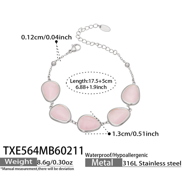 Wholesale Women's Light Luxury Style Faceted Teardropshaped Cat's Eye Stone Accessories Set With Stainless Steel Chain And Electroplating