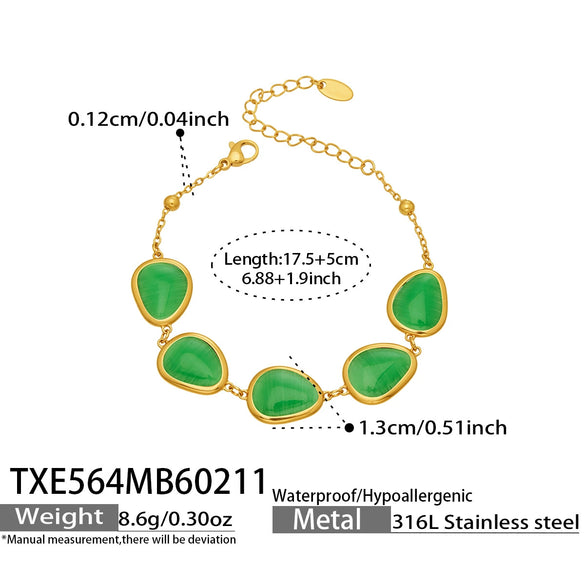 Wholesale Women's Light Luxury Style Faceted Teardropshaped Cat's Eye Stone Accessories Set With Stainless Steel Chain And Electroplating