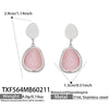 Wholesale Women's Light Luxury Style Faceted Teardropshaped Cat's Eye Stone Accessories Set With Stainless Steel Chain And Electroplating