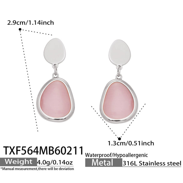 Wholesale Women's Light Luxury Style Faceted Teardropshaped Cat's Eye Stone Accessories Set With Stainless Steel Chain And Electroplating