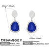 Wholesale Women's Light Luxury Style Faceted Teardropshaped Cat's Eye Stone Accessories Set With Stainless Steel Chain And Electroplating