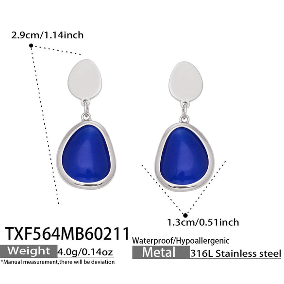 Wholesale Women's Light Luxury Style Faceted Teardropshaped Cat's Eye Stone Accessories Set With Stainless Steel Chain And Electroplating