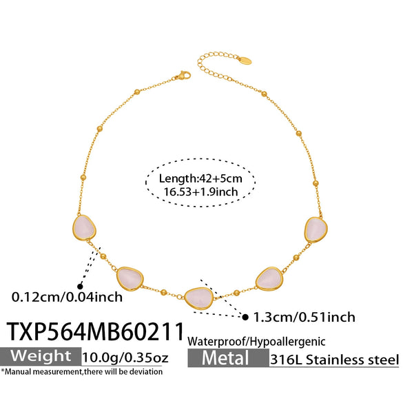 Wholesale Women's Light Luxury Style Faceted Teardropshaped Cat's Eye Stone Accessories Set With Stainless Steel Chain And Electroplating