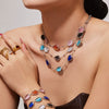 Wholesale Women's Light Luxury Style Faceted Teardropshaped Cat's Eye Stone Accessories Set With Stainless Steel Chain And Electroplating