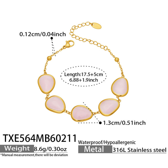 Wholesale Women's Light Luxury Style Faceted Teardropshaped Cat's Eye Stone Accessories Set With Stainless Steel Chain And Electroplating