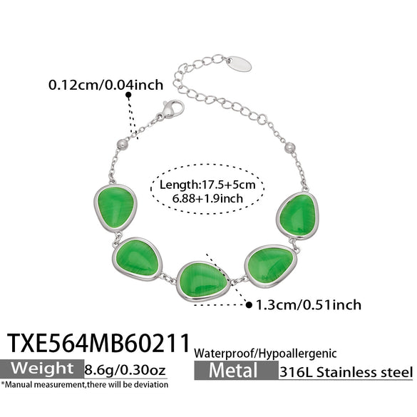 Wholesale Women's Light Luxury Style Faceted Teardropshaped Cat's Eye Stone Accessories Set With Stainless Steel Chain And Electroplating