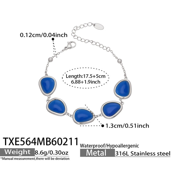 Wholesale Women's Light Luxury Style Faceted Teardropshaped Cat's Eye Stone Accessories Set With Stainless Steel Chain And Electroplating