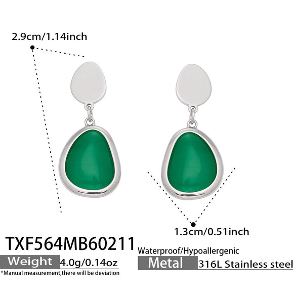 Wholesale Women's Light Luxury Style Faceted Teardropshaped Cat's Eye Stone Accessories Set With Stainless Steel Chain And Electroplating