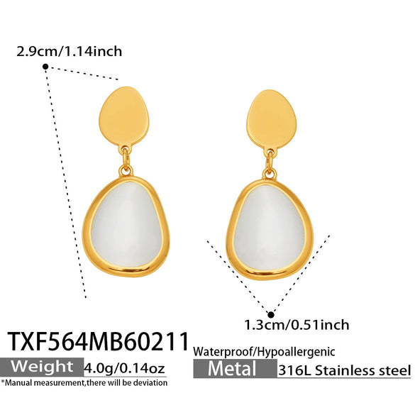Wholesale Women's Light Luxury Style Faceted Teardropshaped Cat's Eye Stone Accessories Set With Stainless Steel Chain And Electroplating