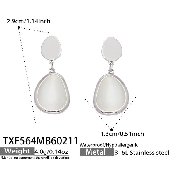 Wholesale Women's Light Luxury Style Faceted Teardropshaped Cat's Eye Stone Accessories Set With Stainless Steel Chain And Electroplating