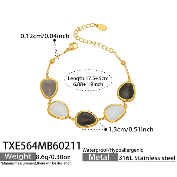 Wholesale Women's Light Luxury Style Faceted Teardropshaped Cat's Eye Stone Accessories Set With Stainless Steel Chain And Electroplating