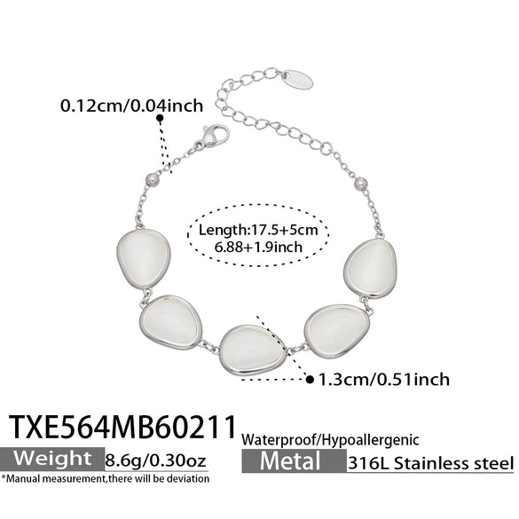 Wholesale Women's Light Luxury Style Faceted Teardropshaped Cat's Eye Stone Accessories Set With Stainless Steel Chain And Electroplating