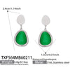 Wholesale Women's Light Luxury Style Faceted Teardropshaped Cat's Eye Stone Accessories Set With Stainless Steel Chain And Electroplating