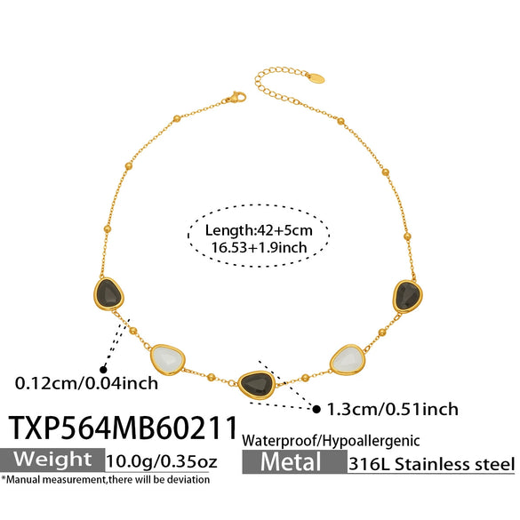 Wholesale Women's Light Luxury Style Faceted Teardropshaped Cat's Eye Stone Accessories Set With Stainless Steel Chain And Electroplating